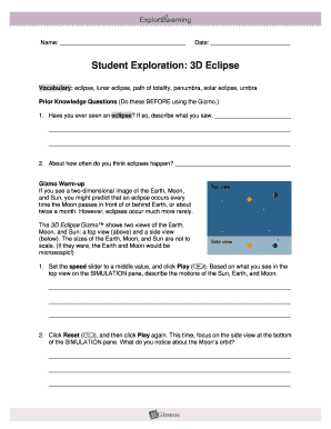 3d Eclipse Gizmo Answer Key  Form