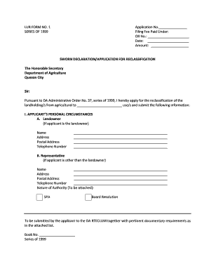 LUR FORM NO 1 BApplicationb No SERIES of B1999b Filing Fee Paid Bb Evoss