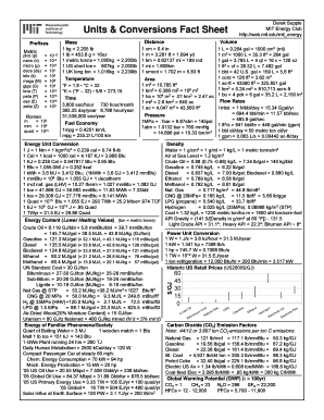 Units &amp; Conversions Fact Sheet  Form