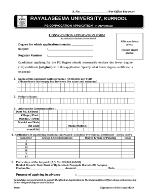 Rayalaseema University Degree Marks Memo Download  Form
