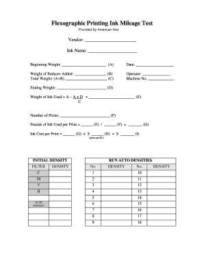 Flexographic Printing Ink Mileage Test American Inks and Coatings  Form