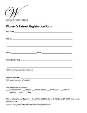Women&#039;s Retreat Registration Form Template