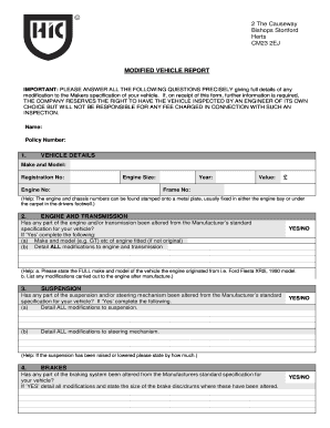 Modified Vehicle Report Form