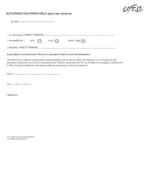 Autorisation Parentale Stage Pratique Bafa  Form