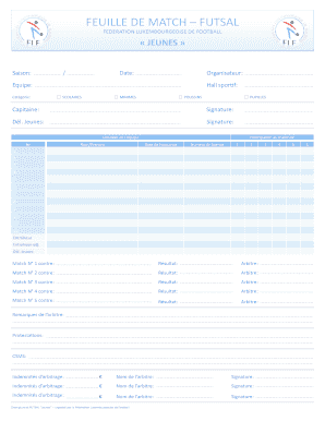 Feuille De Match Futsal  Form