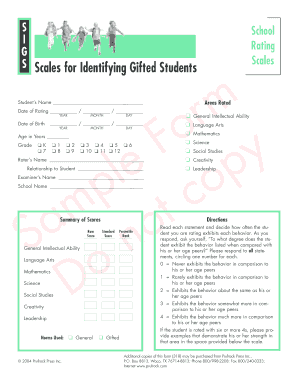 Sigs Home Rating Scale Forms