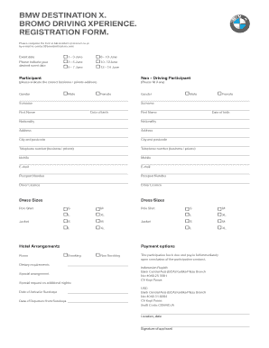 BMW DESTINATION X BROMO DRIVING XPERIENCE REGISTRATION FORM Mybmw Co