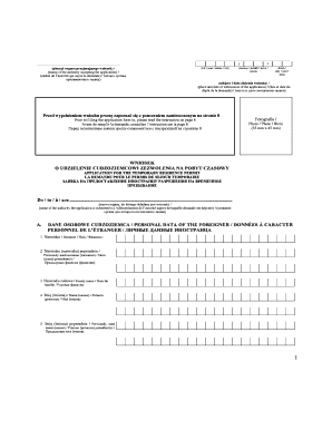 Wniosek Na Pobyt Czasowy PDF  Form