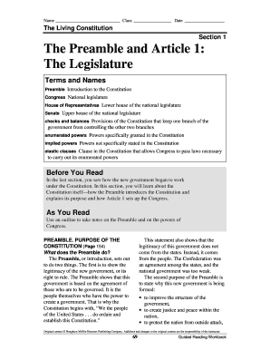 The Living Constitution Answer Key  Form