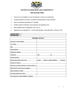 Dr Pixley Kaseme Hospital Vacancies  Form