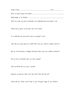 Biography Interview Questions  Form