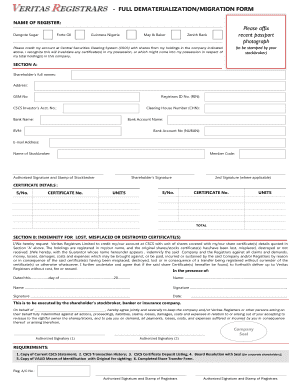  Veritas Dematerialization Form 2015