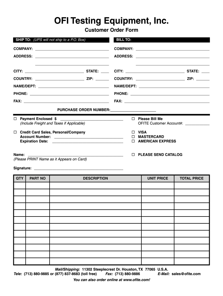 Customer Order Form Ofitecom