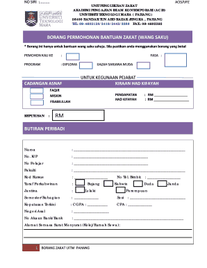 Bantuan Zakat Pahang Online  Form