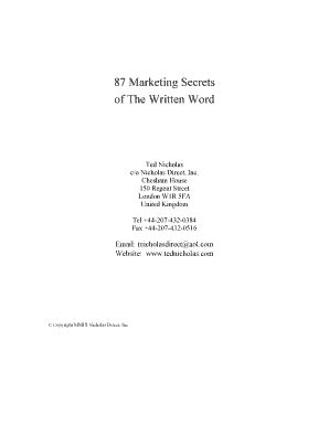 87 Marketing Secrets of the Written Word BArcaMaxb Publishing  Form
