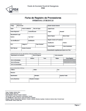 Ficha De Proveedores Ejemplo  Form