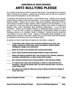 Anti Bullying Pledge Template  Form