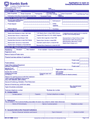 Stanbic Business Online  Form