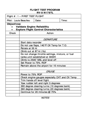 Flight Test Card Template  Form