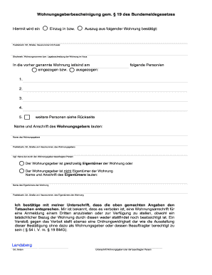 Wohnungsgeberbescheinigung PDF  Form