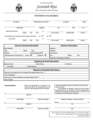 To Download Petition Valley of Atlanta Georgia Scottish Rite Atlantascottishrite  Form