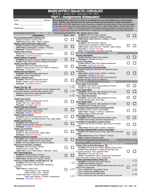 Mass Effect 1 Checklist  Form