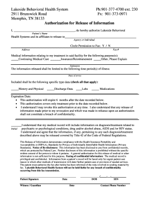 Lakeside Behavioral Health System  Form