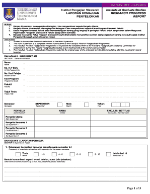 Progress Report Uitm  Form