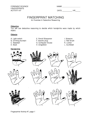 Fingerprint Matching Worksheet Answers  Form
