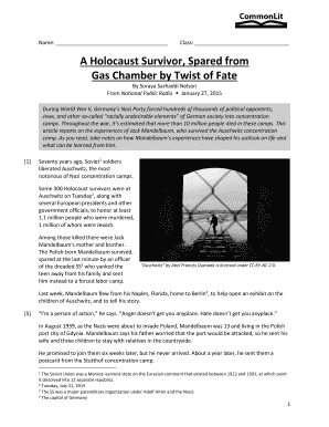 A Holocaust Survivor Spared from Gas Answers Form