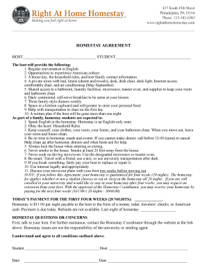 Homestay Agreement Template  Form