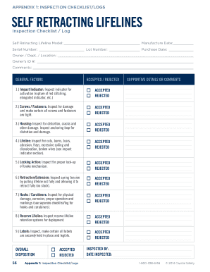 Lifeline Inspection Checklist  Form