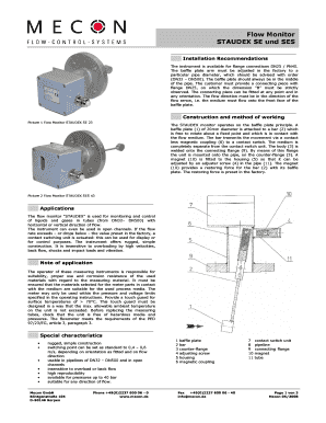 Flow Monitor STAUDEX SE Und SES BMECONb Mecon  Form