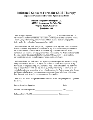Parental Consent for Therapy Form