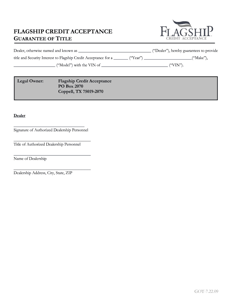  Guarantee of Title Form 2009-2024