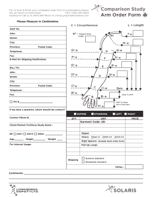 Lymphedema Measurement Chart PDF  Form