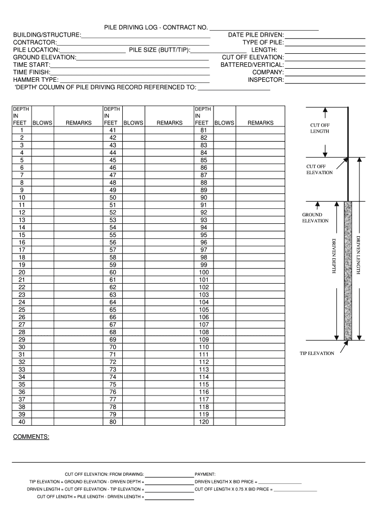 Pile Driving Log Sheet  Form