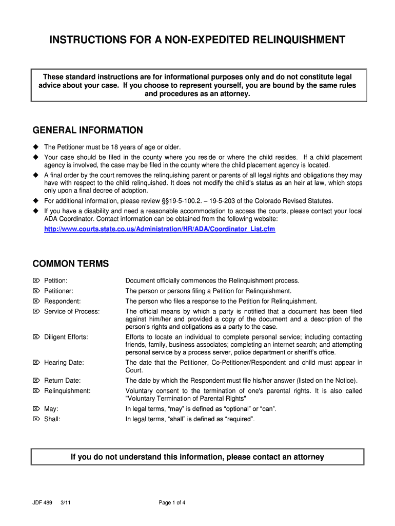 Colorado Relinquishment Form