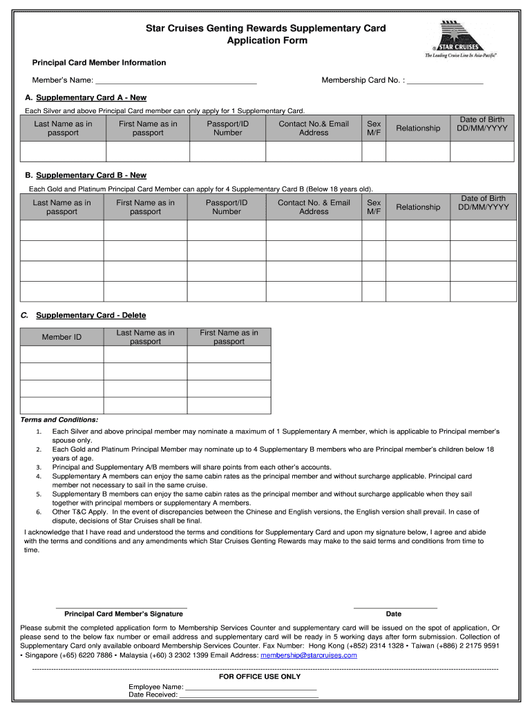 Genting Member Online Nominations Form