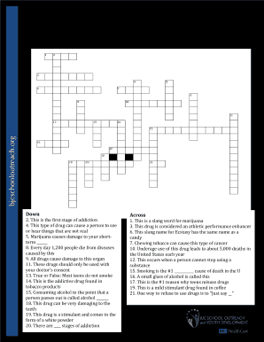 Substance Abuse Crossword  Form