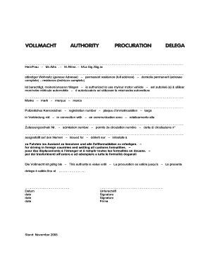 Delega Vollmacht  Form