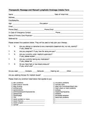 Lymphatic Drainage Consent Form