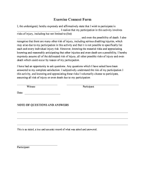 Exercise Consent Form Template