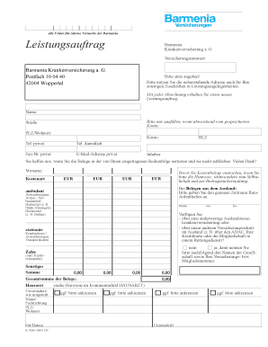 Barmenia Leistungsauftrag Excel  Form