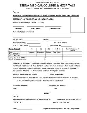 TERNA MEDICAL COLLEGE Amp HOSPITALS Ternamedical  Form