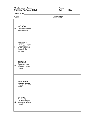 Diction Worksheet PDF  Form