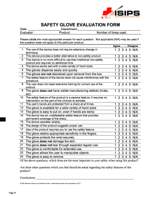 Glove Evaluation Form