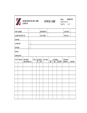 Stock Card Form