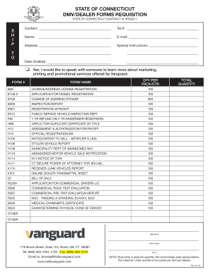 Vanguard Dmv Form Order Form State of Ct