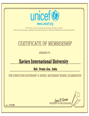 Unicef Certificate Download  Form